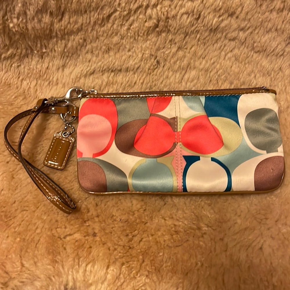 Coach Wristlet Soho multi beautiful with leather trim